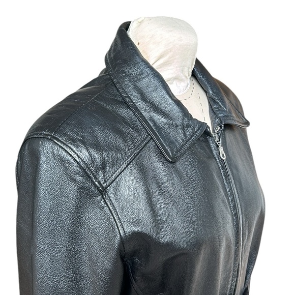 Vintage Wilsons The Leather Experts Leather Jacket Belted Black L - Picture 9 of 14